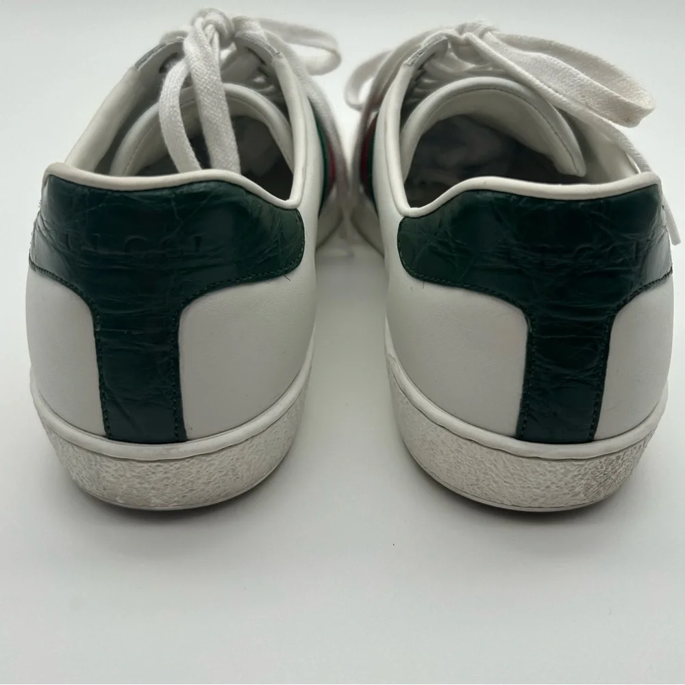 Gucci Ace Leather Low Top Stripe Lace up Sneakers Trainers Size 7